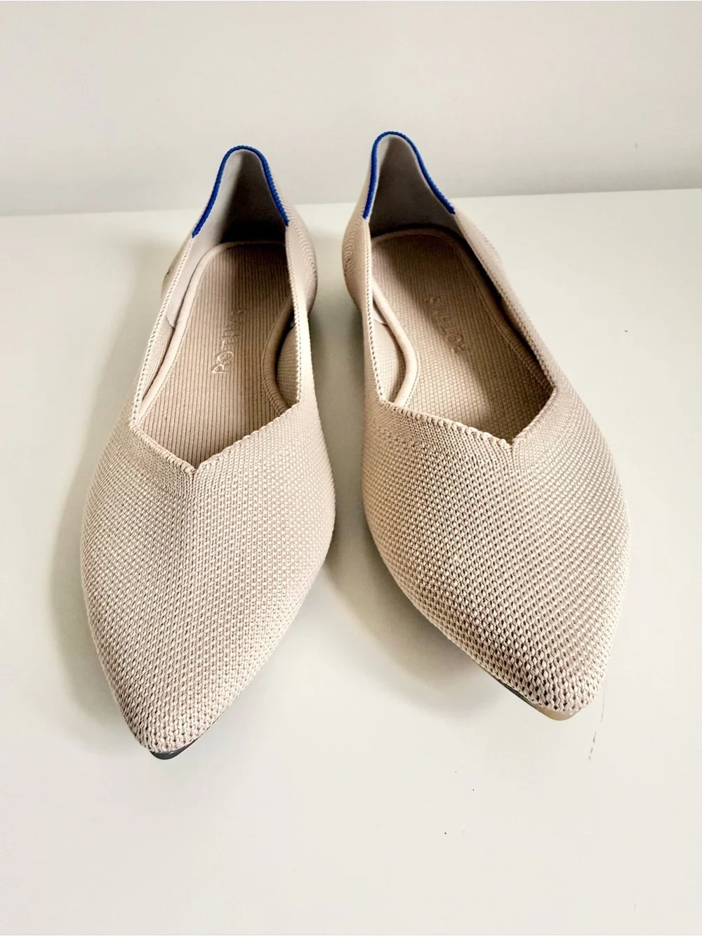 Rothy's The Point OG Flats Ecru Tortoiseshell Sole Neutral Washable Knit Shoes 8